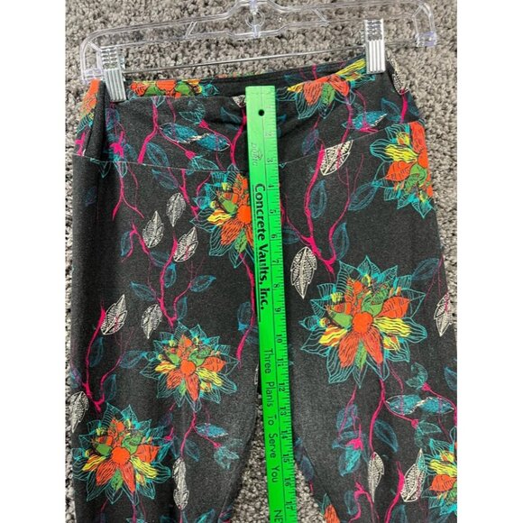 Lularoe Womens Leggings One Size Fits All Black and Neon Floral RN #142161 - Picture 4 of 13
